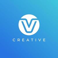 Buchstabe V-Logo-Design-Vorlage mit weißer Farbe und blauem Hintergrund vektor