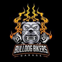 motorcykel klubbens logotyp med bulldog och kolv illustration vektor