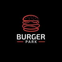 enkel hamburgerlogotyp med svart bakgrund vektor