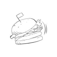 handritad burger doodle vektor