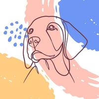 kontinuerlig linje ritning affisch av hund huvud vektor