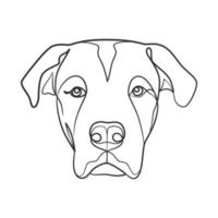 kontinuerlig linje ritning stil av hund huvud vektor