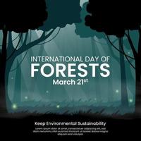 internationella dagen för skogdesign med utsikt inuti skogen vektor