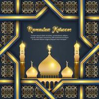 ramadan kareem bakgrundsdesign med glänsande guldmoské och dekorationer vektor