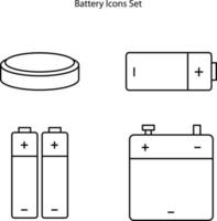 Batteriesymbol isoliert auf weißem Hintergrund. Batteriesymbol dünne Linie Umriss lineares Batteriesymbol für Logo, Web, App, ui. Batteriesymbol einfaches Zeichen. vektor