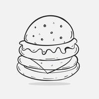 handgezeichnete Designvorlage für Hamburger-Icons. Vektor-Skizze-Doodle-Illustration. perfekt für Lebensmittelelement vektor