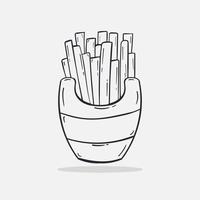 handgezeichnete Pommes-Frites-Icon-Design-Vorlage. Vektor-Skizze-Doodle-Illustration. perfekt für Lebensmittelelement vektor