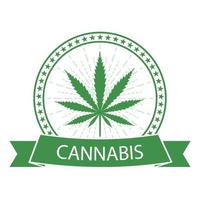 medizinisches marihuana und cannabis, grüne hanfblätter im kreis und banner vektor
