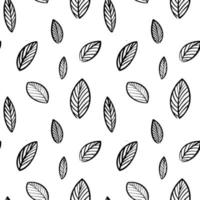 Muster aus schwarzen Blättern auf weißem Hintergrund vektor