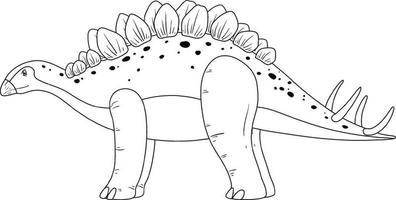 Stegosaurus-Dinosaurier-Doodle-Umriss auf weißem Hintergrund vektor