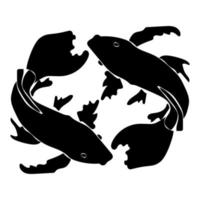 stjärntecknet fiskarnas siluett, ett av de 12 horoskoptecknen, ett par fisk koi karp vektor