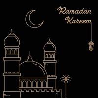 Ramadan Monoline Moscheen und Laternen vektor