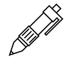 skrivutbildning koncept. pennikon i svartvita färger. mekanisk penna med tunn svart linje, konturillustration. bollpenna ikon. vektor
