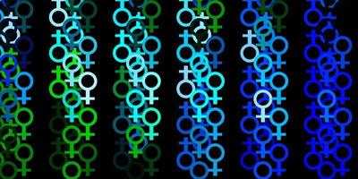 hellblauer, grüner Vektorhintergrund mit Frauensymbolen. vektor