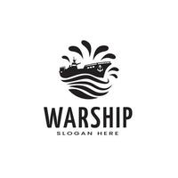 vatten ikon krigsskepp abstrakt logotyp, formgivningsmall vektor
