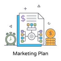 ein flacher umrissvektor des marketingplans vektor