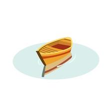 gul båt på vattnet. reflektion i vatten. båt vektor illustration.