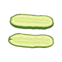 grön gurka skuren i bitar. utsökt hälsosam grönsak, färsk mat för salladsberedning, skörd. platt vektor illustration