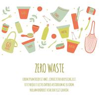 Hand gezeichneter Nullabfall-Element-Ikonen-gesetzter Hintergrund. Eco Green.Less Plastic Umweltfreundlich. Eco Green. Öko-Leben. Tag der Erde. Infografik. Vektor - Illustration