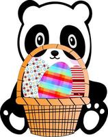 Panda mit Ei, Ostern kann auf T-Shirts, Pullovern, Pullovern, Hoodies, Bechern, Aufklebern, Kissen, Taschen, Grußkarten, Abzeichen oder Postern verwendet werden vektor