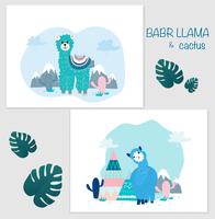 Lama und Kaktus Clipart Bundle, kein Drama Lamas Graphics Set. vektor