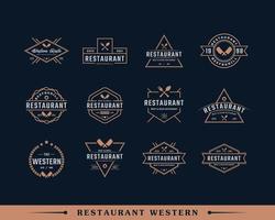 uppsättning klassisk vintage retro etikett märke för restaurang och café logotyp design inspiration vektor