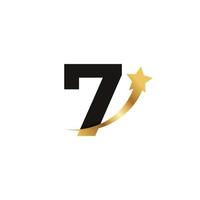 nummer 7 gyllene stjärnan logotyp ikon symbol mall element vektor