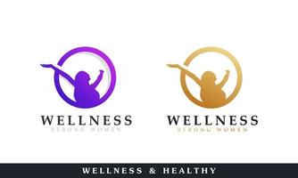 kreative bunte Frau Wellness und gesunde Logo-Design-Inspiration vektor