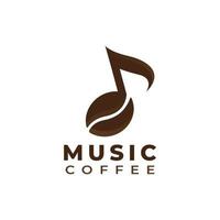 Café-Musik-Symbol oder Kaffee-Musik-Note-Logo-Design-Vorlagenelement vektor