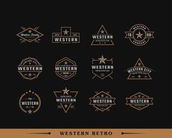 uppsättning klassisk vintage retro etikett märke för western country texas logotyp design inspiration vektor