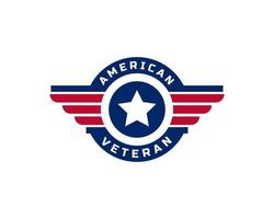 patriotisches amerikanisches veteran flag emblem flügel symbol logo design template element vektor