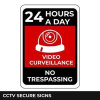 cctv, alarm, überwacht und 24-stunden-videokameraüberwachung anmelden vektor, einfach zu verwendende und druckbare designvorlagen vektor