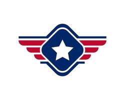 patriotisk amerikansk veteran flagga emblem vingar ikon logotyp designmall element vektor