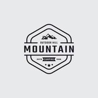 Vintage Classic Emblem Abzeichen Eis Schnee Rocky Mountain Symbol. creek river mount peak hill natur landschaftsansicht logo design inspiration vektor