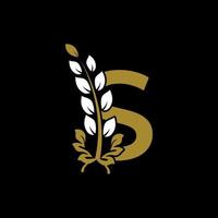 initial bokstav s länkade monogram gyllene lagerkrans logotyp. graciös design för restaurang, café, varumärke, märke, etikett, lyxidentitet vektor