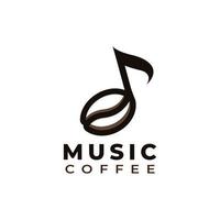 Café-Musik-Symbol oder Kaffee-Musik-Note-Logo-Design-Vorlagenelement vektor