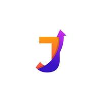 första bokstaven j pil upp logotyp symbol. bra för företag, resor, start-up, logistik och grafiska logotyper vektor