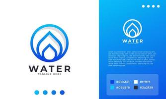 Wassertropfen-Logo-Design-Vorlage linearer Stil. blaue Tröpfchenlinien Aqua-Symbol vektor