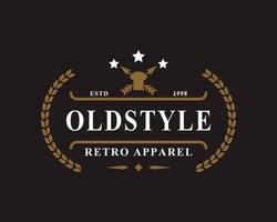 vintage retro märke för kläder kläder gammal stil logotyp emblem designsymbol vektor