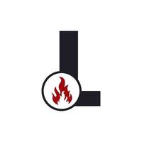 anfangsbuchstabe l mit inspiration für das flammenfeuer-logo-design vektor