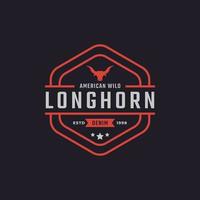 klassisches Vintage-Retro-Label-Abzeichen für Texas Longhorn Western Bull Head Family Country Farm Logo Design-Inspiration vektor