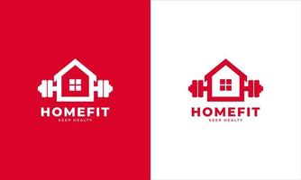 Langhantel-Haus-Symbol. Fitness-Home-Logo-Design-Vorlagenelement. vektor
