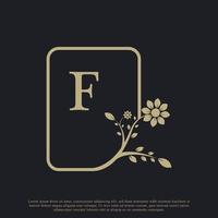 rechteckbuchstabe f monogramm luxus logo vorlage gedeiht. geeignet für Natur-, Öko-, Schmuck-, Mode-, Personal- oder Corporate-Branding. vektor