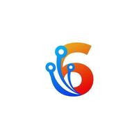 nummer 6 teknik logotyp designmall element vektor