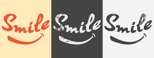 smile t-shirt, design för tee print, applikationer, mode slogan, badge, etikett kläder, jeans och fritidskläder. vektor illustration.