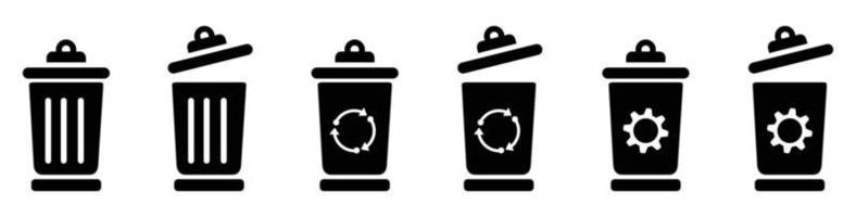 Mülleimer öffnen Symbol Vektor Illustration Design, Icon Set Müll oder Müllabfuhr.
