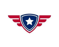 emblem amerikanische veteranenflagge emblemflügel mit schild patriotischem logo design template element vektor