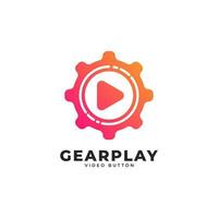 Autoplay-Symbol. Spielsymbol kombiniert mit Zahnradsymbol-Logo-Design-Vorlagenelement vektor