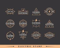 uppsättning hipster vintage retro rustik etikett märke för elektrisk bult flash storm stämpel logotyp design inspiration vektor