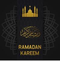 ramadan kareem grußkartenvorlage mit moschee und arabischer kalligrafie vektor